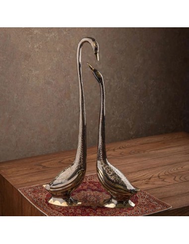 Hand Engraved Brass & Bronze Crane Sculpture HC-992 fv1