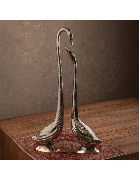 Hand Engraved Brass & Bronze Crane Sculpture HC-992 fv1