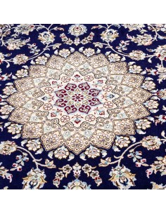 Nain Hand-woven Navy Blue Silk Rug Rc-268 full view 2