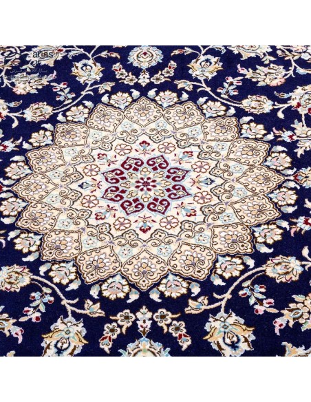 Nain Hand-woven Navy Blue Silk Rug Rc-268 pattern