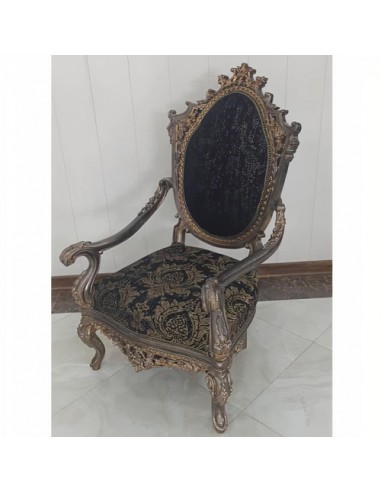black wooden carved armchair