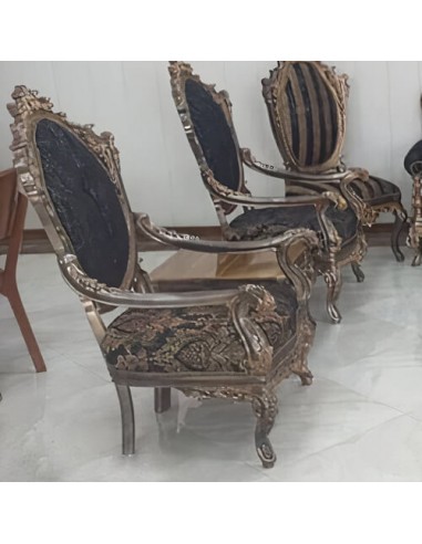 black wooden carved sofa chairs