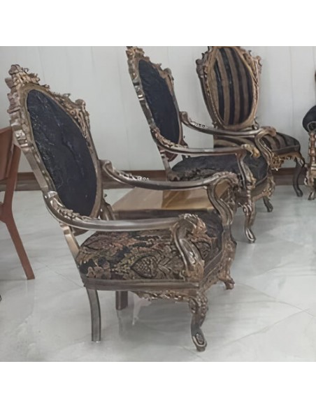 black wooden carved sofa chairs