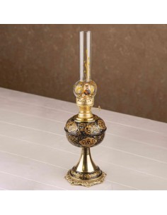 Hand Painted Minakari On Brass Persian Oil Lamp HC-1004 fv 2