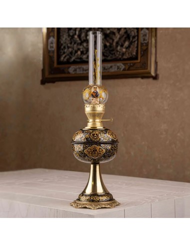 Hand Painted Minakari On Brass Persian Oil Lamp HC-1004 fv2