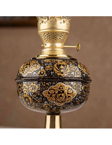 Hand Painted Minakari On Brass Persian Oil Lamp HC-1004 zim