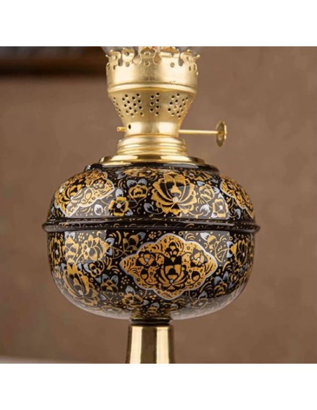 Hand Painted Minakari On Brass Persian Oil Lamp HC-1004 zim