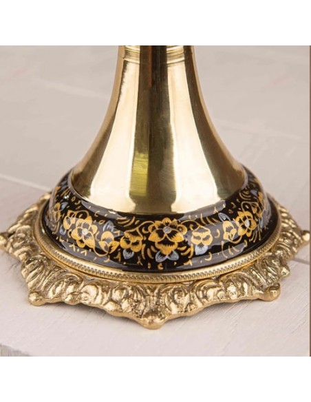 Hand Painted Minakari On Brass Persian Oil Lamp HC-1004 zib