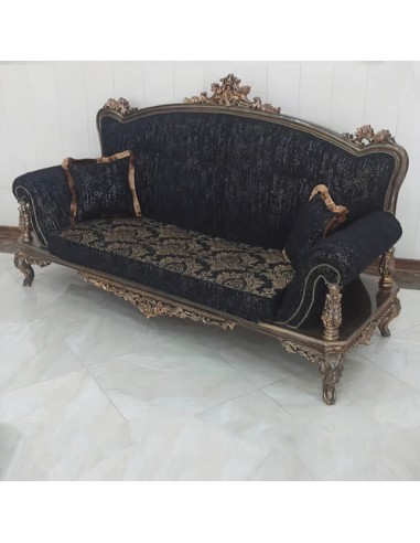 black wooden carved sofa