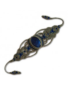 Hand Beaded Macrame & Blue Sodalite Stone Bracelet AC-1008 fv