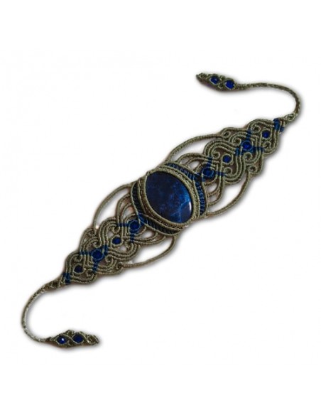 Hand Beaded Macrame & Blue Sodalite Stone Bracelet AC-1008 fv