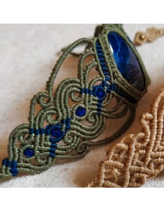 Hand Beaded Macrame & Blue Sodalite Stone Bracelet AC-1008 fv 2