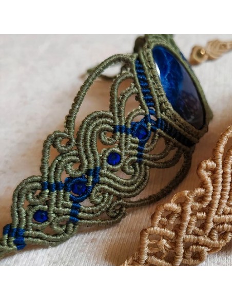 Hand Beaded Macrame & Blue Sodalite Stone Bracelet AC-1008 sv