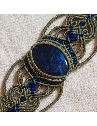 Hand Beaded Macrame & Blue Sodalite Stone Bracelet AC-1008 zi2