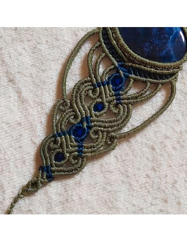 Hand Beaded Macrame & Blue Sodalite Stone Bracelet AC-1008 zi3