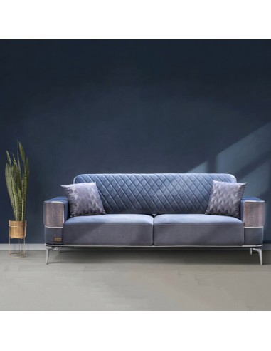 modern steel legs blue couch