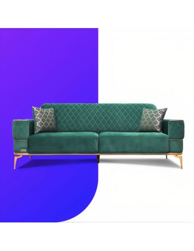 modern steel legs green couch