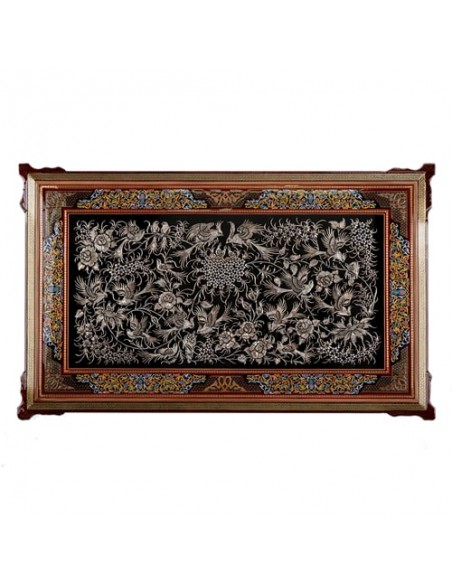 Wall Hanging Copper Hand-Engraving & Inlaid Frame HC-1012 fv