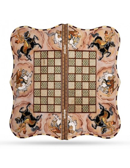 Persian Unique Inlaid Chessboard & Backgammon HC-1019 fv