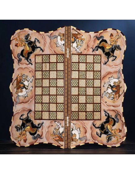 Persian Unique Inlaid Chessboard & Backgammon HC-1019 fv1