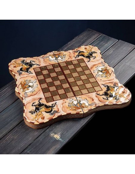 Persian Unique Inlaid Chessboard & Backgammon HC-1019 fvid