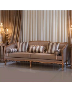 grey wooden camelback sofa