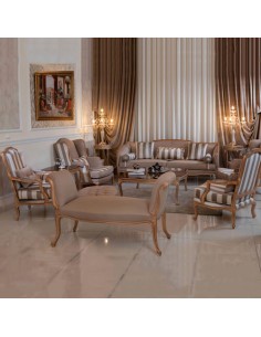 grey wooden camelback sofa 2