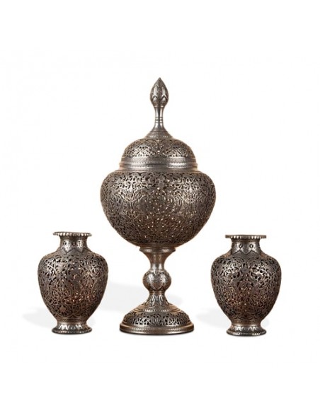 Hand Engraved Candy Bowl & Vases Set HC-1021 fv