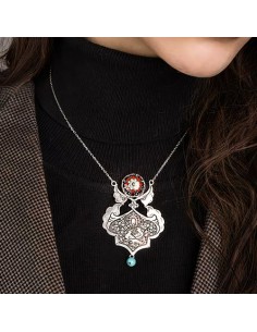 Meenakari & Hand Engraved Silver Women's Necklace AC-1022 fv 2