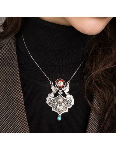 Meenakari & Hand Engraved Silver Women's Necklace AC-1022 iuzi