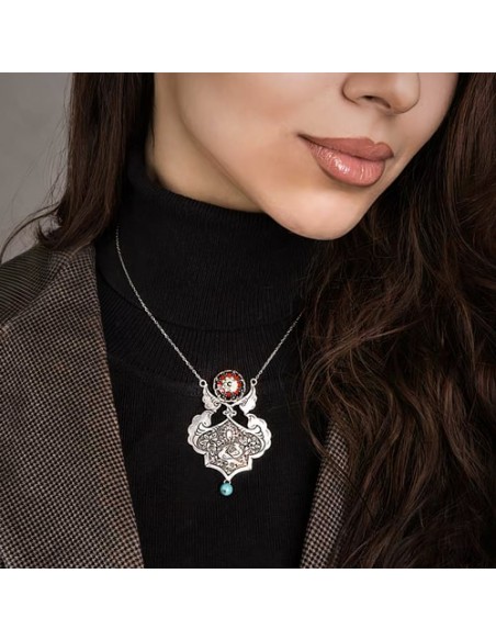 Meenakari & Hand Engraved Silver Women's Necklace AC-1022 iu Meenakari & Hand Engraved Silver Women's Necklace AC-1022 iu