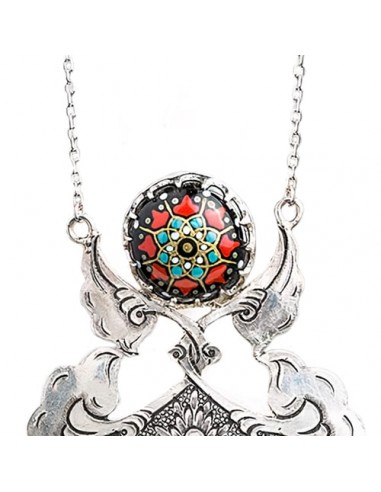 Meenakari & Hand Engraved Silver Women's Necklace AC-1022 zi1