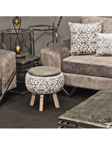grey ottoman with ivory legs