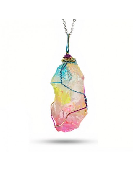 Handmade Quartz Crystal Necklace Rainbow AC-1025 fv