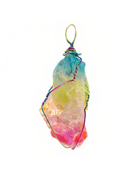 Handmade Quartz Crystal Necklace Rainbow AC-1025 fv2 Handmade Quartz Crystal Necklace Rainbow AC-1025 fv2