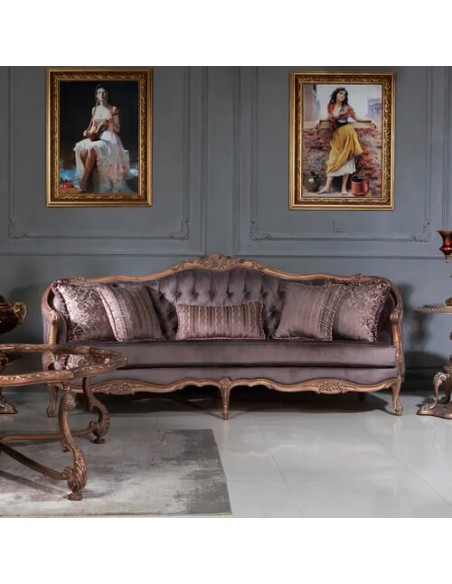 cinereous wooden sofa