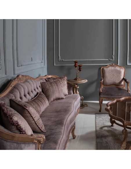 cinereous wooden armchair and sofa