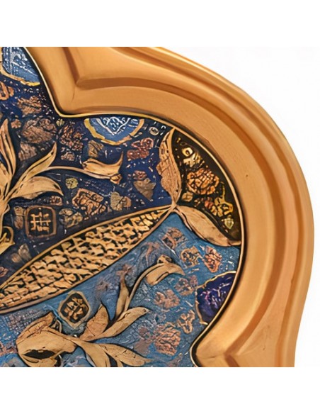 Hand Engraved Copper Meenakari Decorative Plate Tray HC-1027 zi2