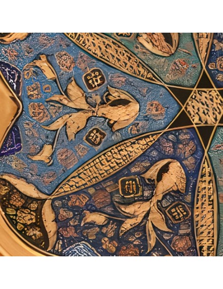 Hand Engraved Copper Meenakari Decorative Plate Tray HC-1027 zi3 Hand Engraved Copper Meenakari Decorative Plate Tray HC-1027 zi3