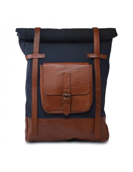 Handmade Waxed Cotton & Leather Backpack AC-1028 fvf