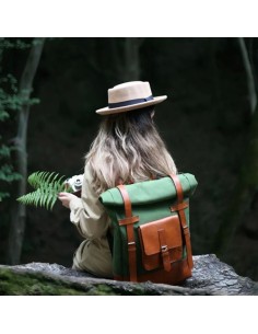 Handmade Waxed Cotton & Leather Backpack AC-1028 fvf 2