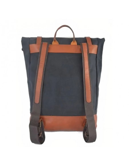 Handmade Waxed Cotton & Leather Backpack AC-1028 fvb Handmade Waxed Cotton & Leather Backpack AC-1028 fvb