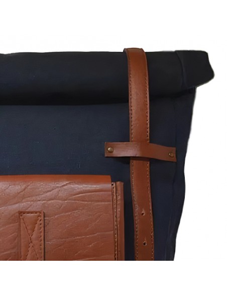 Handmade Waxed Cotton & Leather Backpack AC-1028 fvt Handmade Waxed Cotton & Leather Backpack AC-1028 fvt