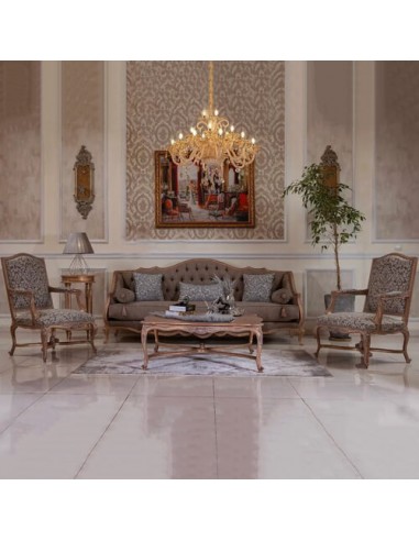 cinerous camelback wood carving sofa set - armchairs