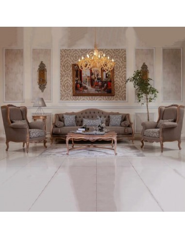 cinerous camelback wood carving sofa set