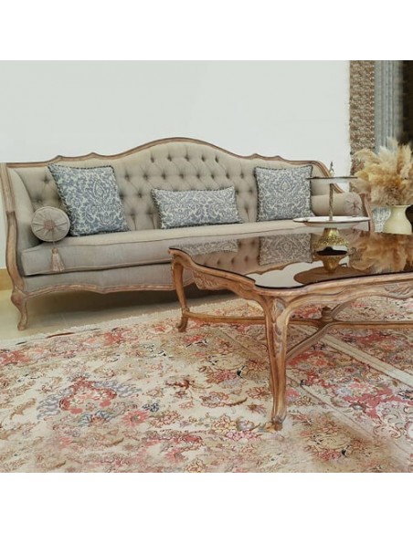 ivory camelback wood carving sofa