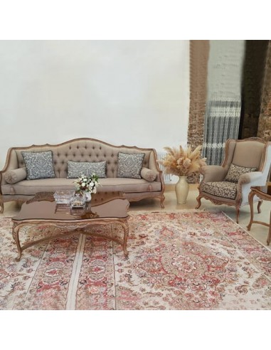 ivory camelback wood carving sofa set