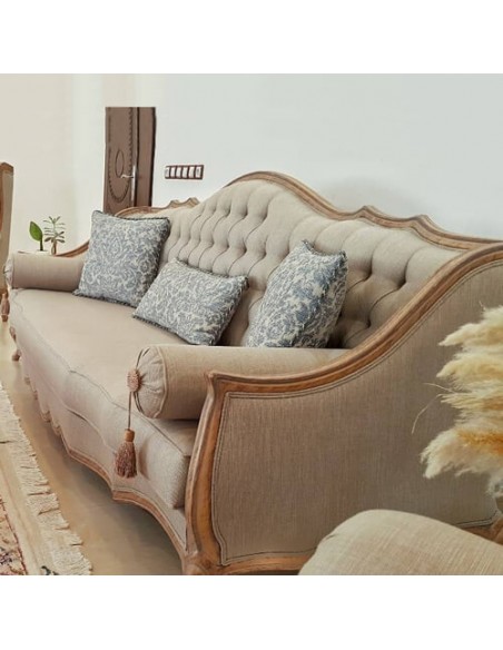 ivory camelback wood carving sofa - lateral