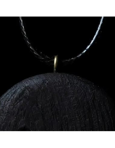 Hand Carved & Dyed Walnut Black Wood Necklace AC-1032 zi1