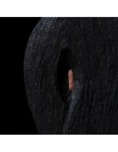 Hand Carved & Dyed Walnut Black Wood Necklace AC-1032 zi2